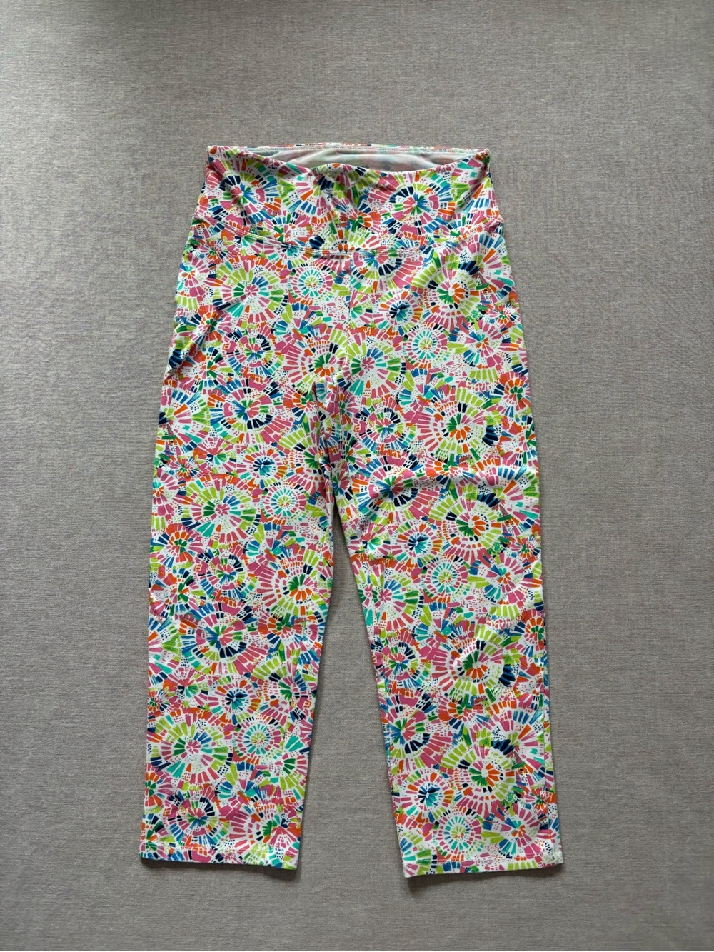 Teezher colorful abstract pattern funky athletic sporty leggings size L